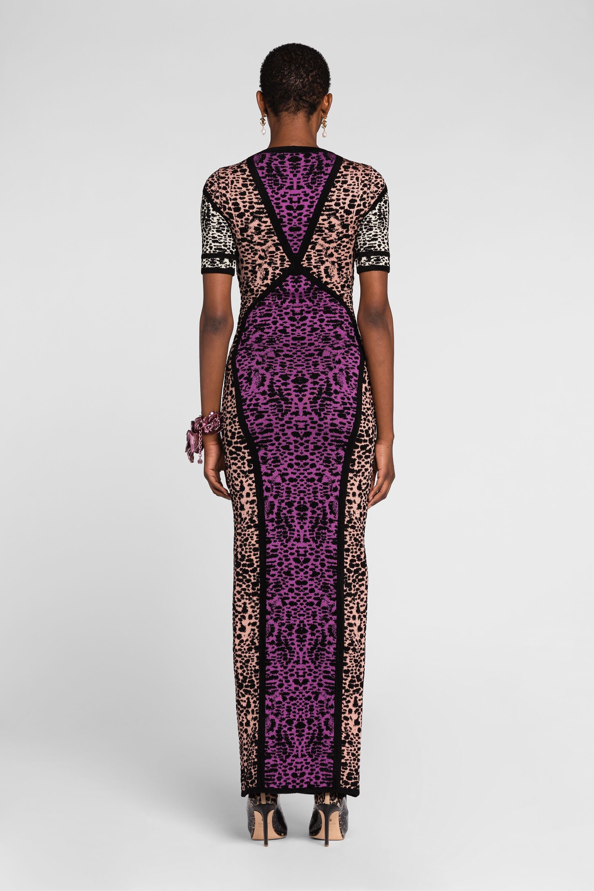 RC Animal print panelled maxi dress Purple QKM105-MI150