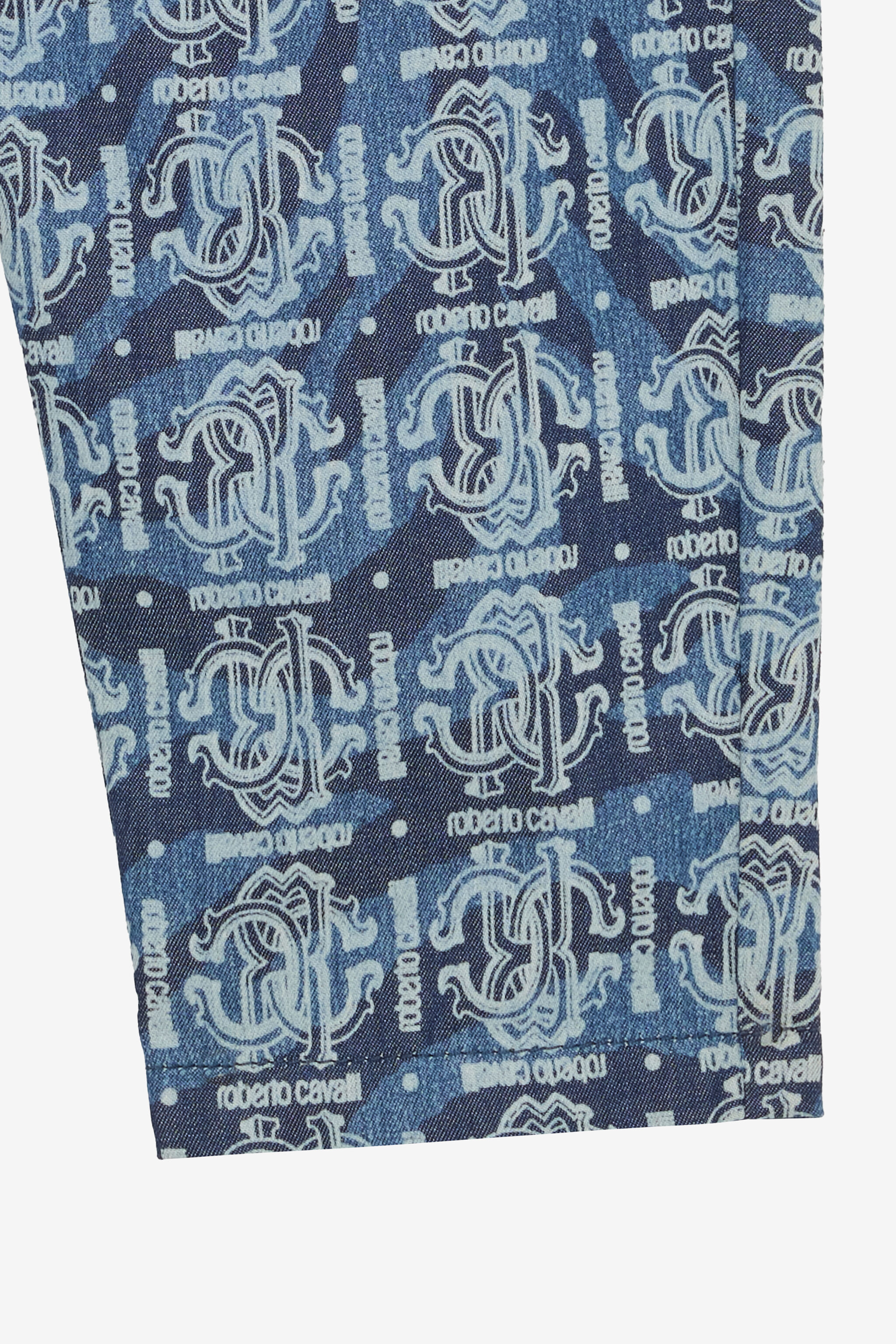 JU Tiger Skin-Print Pants With RC Monogram And Lettering Blue UJJ208-DYO44