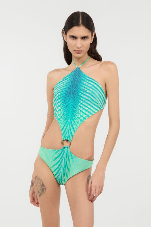 RC Trikini With Optical Glass Print And Snake Ring Light green UKW007-HVN74