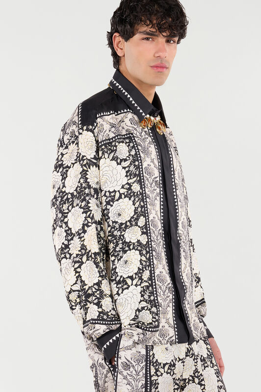 RC Silk Shirt with Floral Print RC Silk Shirt with Floral Print Black/White VNT724-4QP97