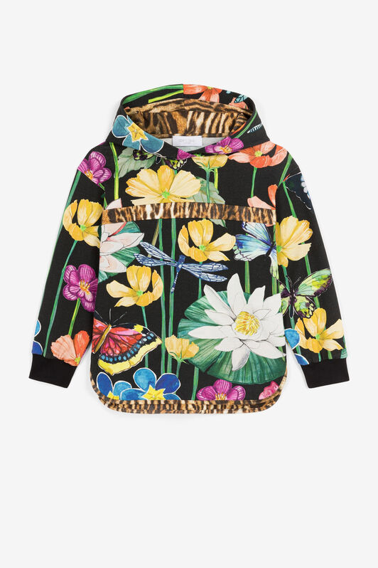 JU Flower-Print Hoodie Black PJT935-5OF21