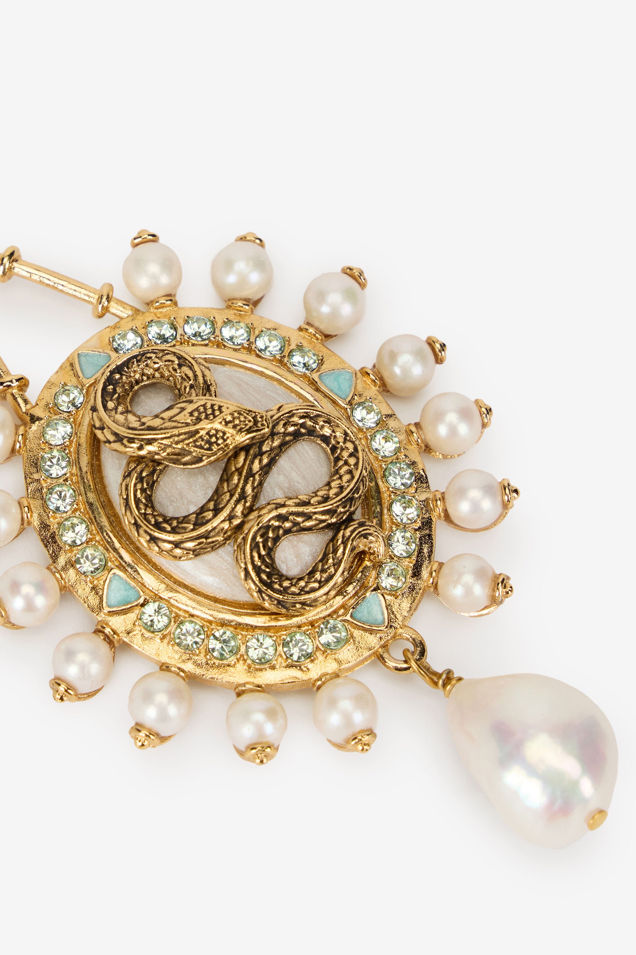 RC Serpentine Gold Earrings GOLD/IVORY/CRYSTAL WQG002-AM127