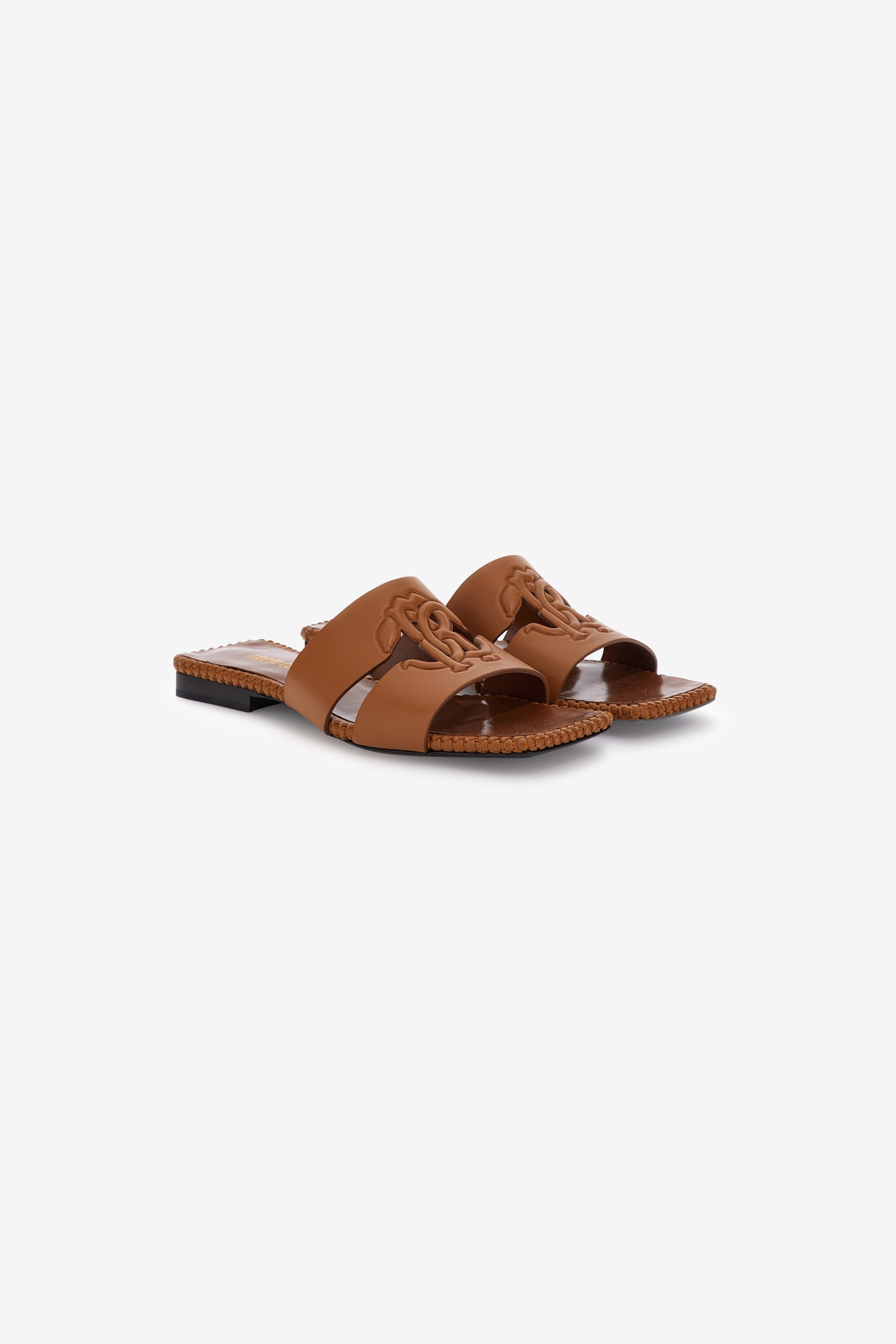 RC Flat sandals with RC logo Marrón SKS018-PZ172