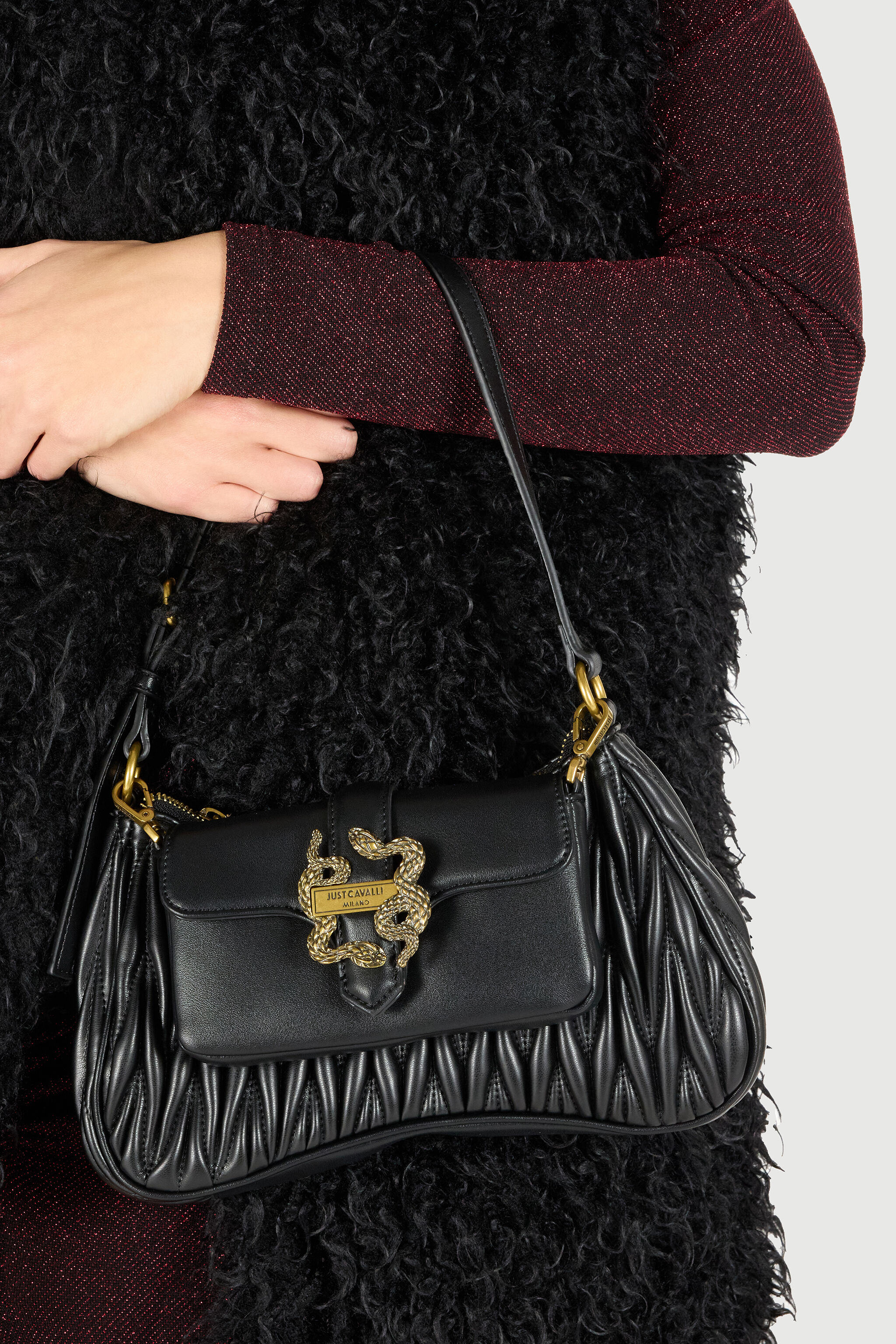 Bag With Removable Clutch in Black for Women | Roberto Cavalli®