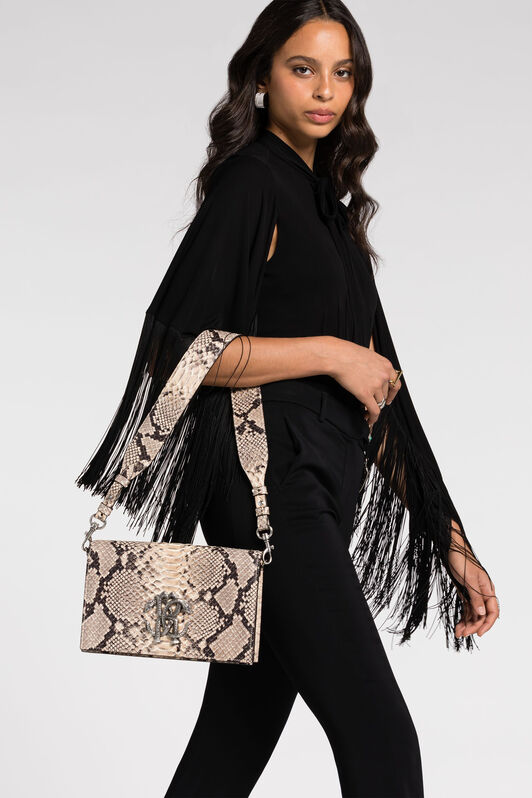 RC Snakeskin-print leather shoulder bag Light Brown RKB006-PZ1ON