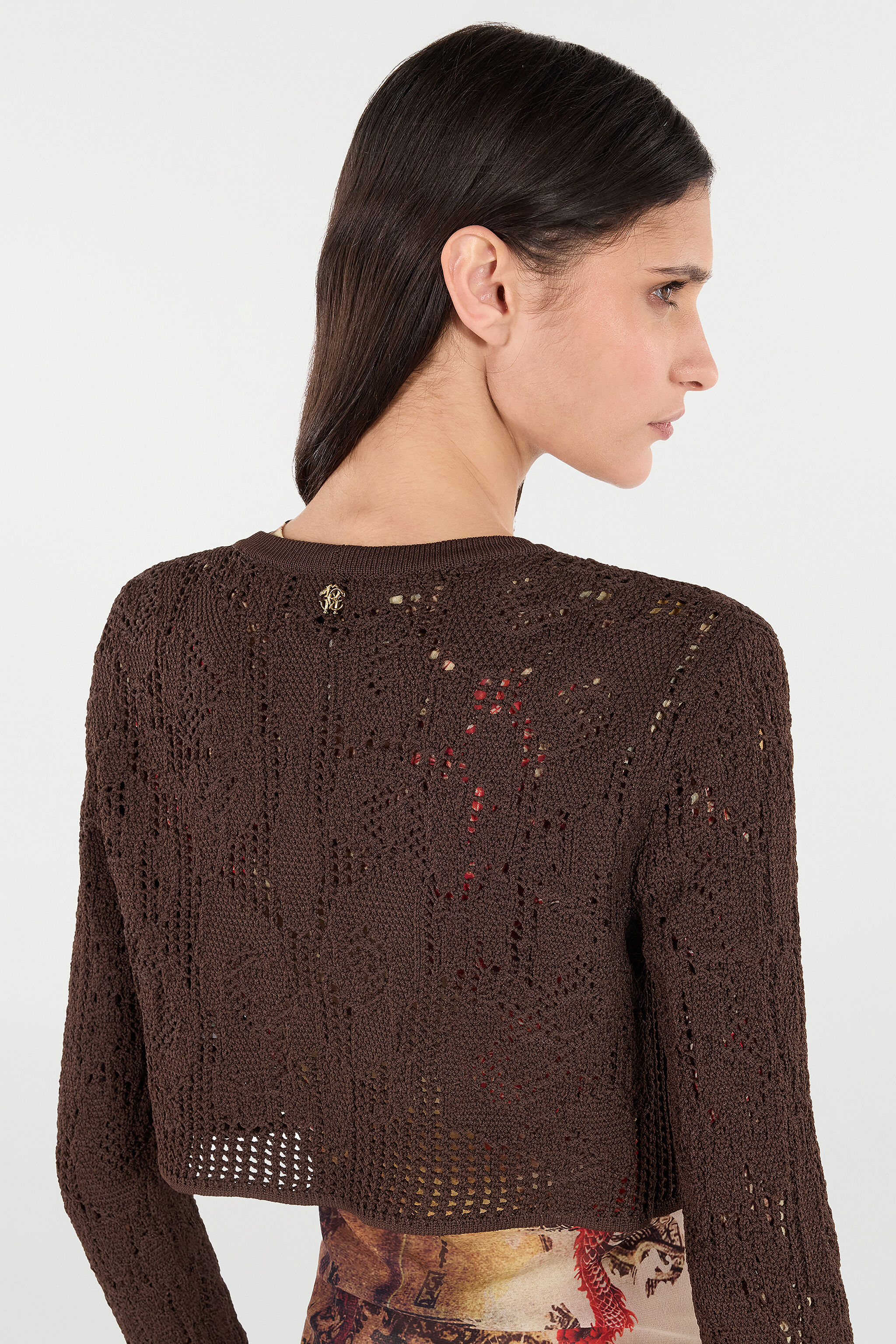 RC Crochet-Effect Crop Top Marrón VKM907-MAC01