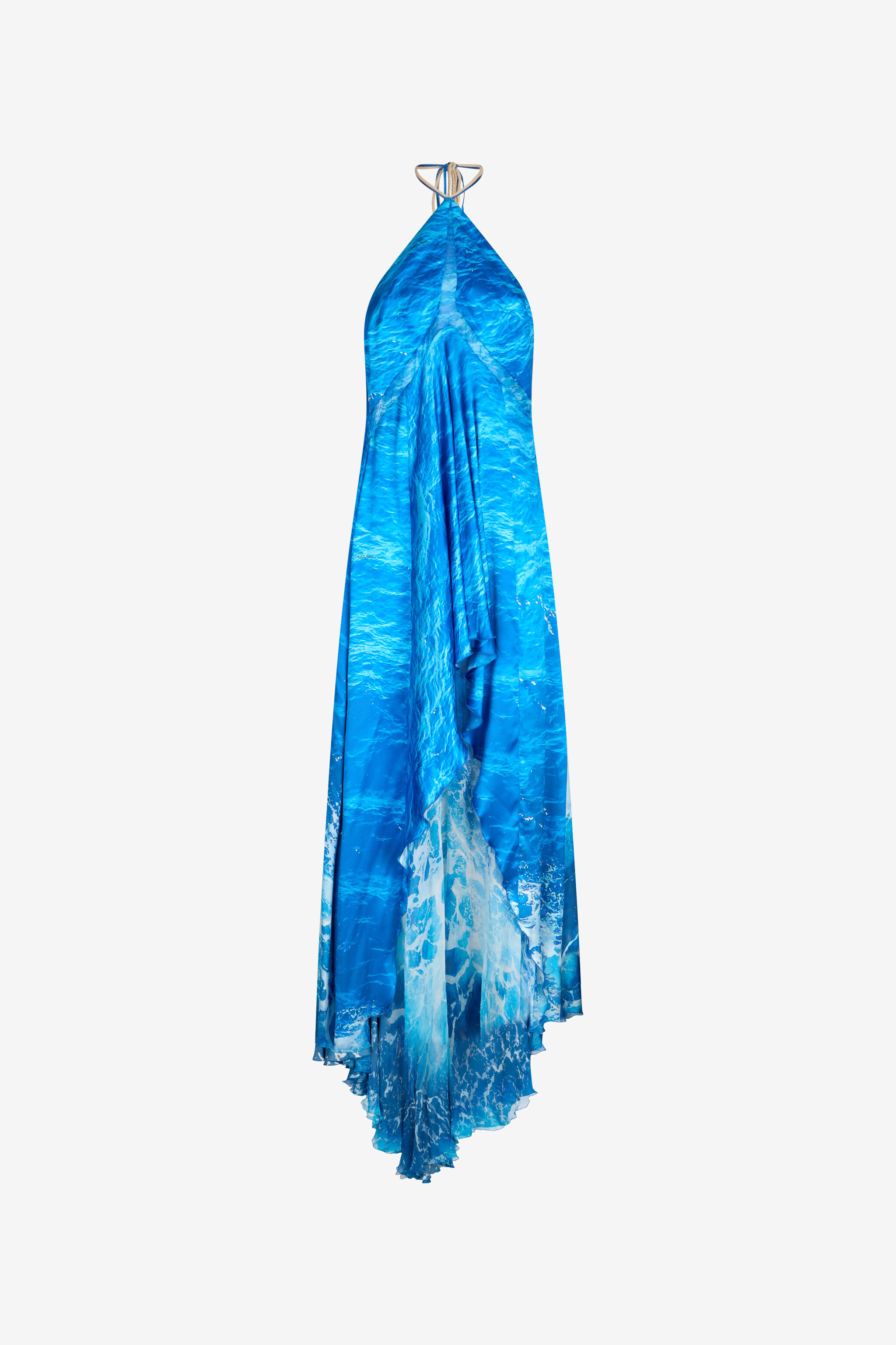 RC Seidenkleid Stretto di Messina Print Blau UWT115-RYN94