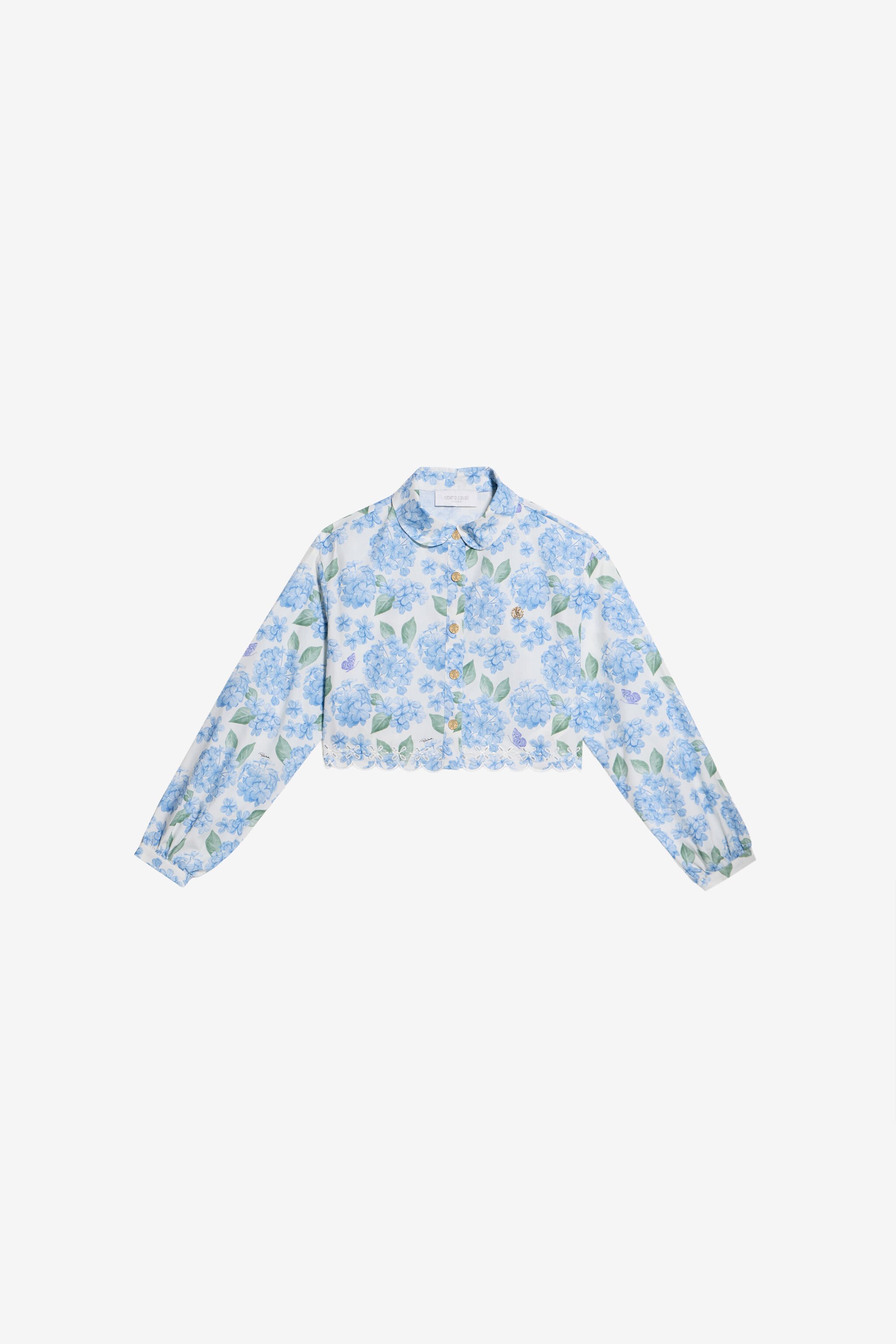 JU Plumago Print Cotton Shirt WHITE/BLUE WJT70C-7MR13