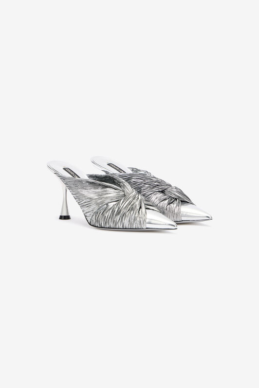 RC Mules With Knotted Detail Silver UKS009-PZF01