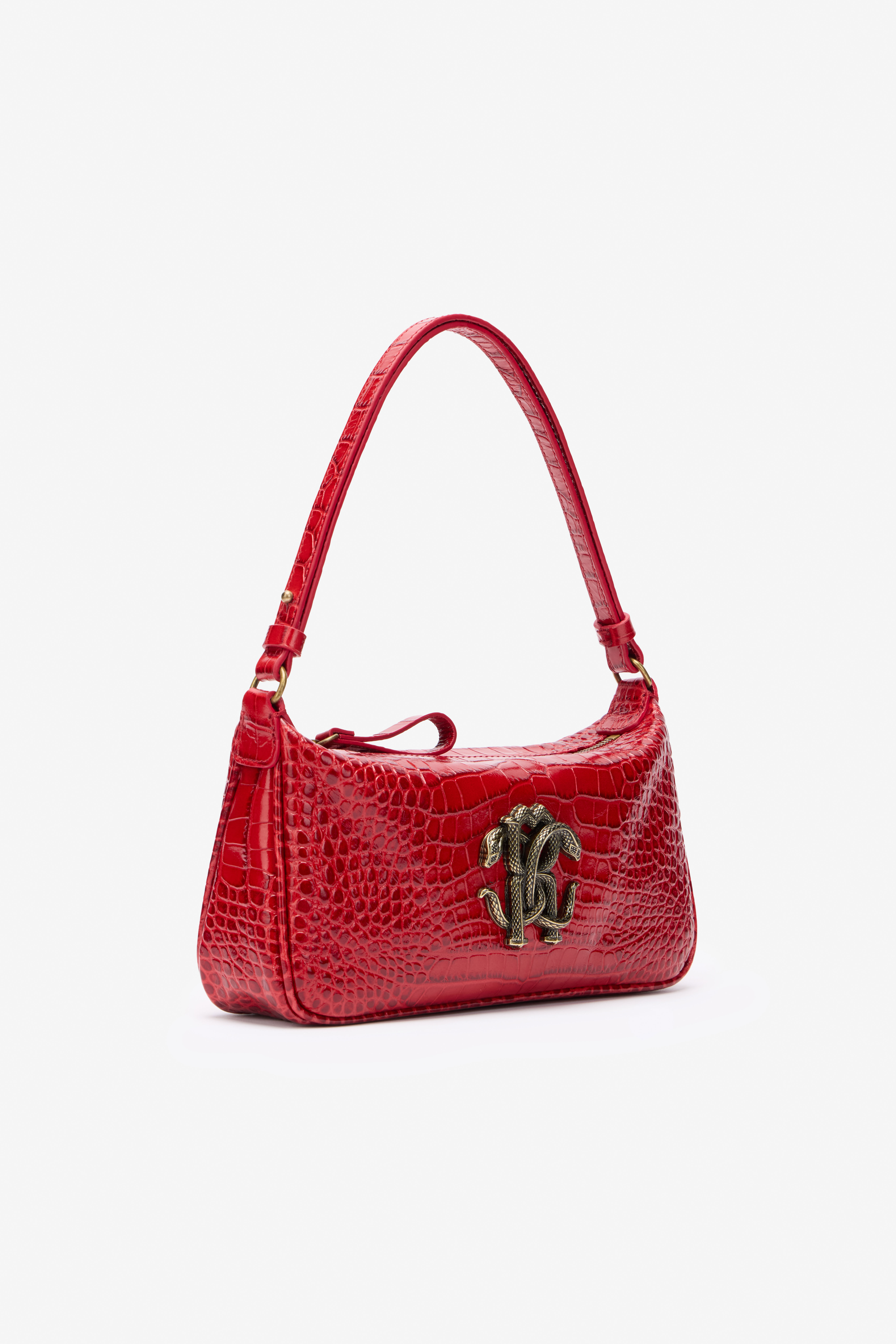 RC Red Croc-Embossed Shoulder Bag With Mirror Snake MARLBORO RED QOB00B-PZO32