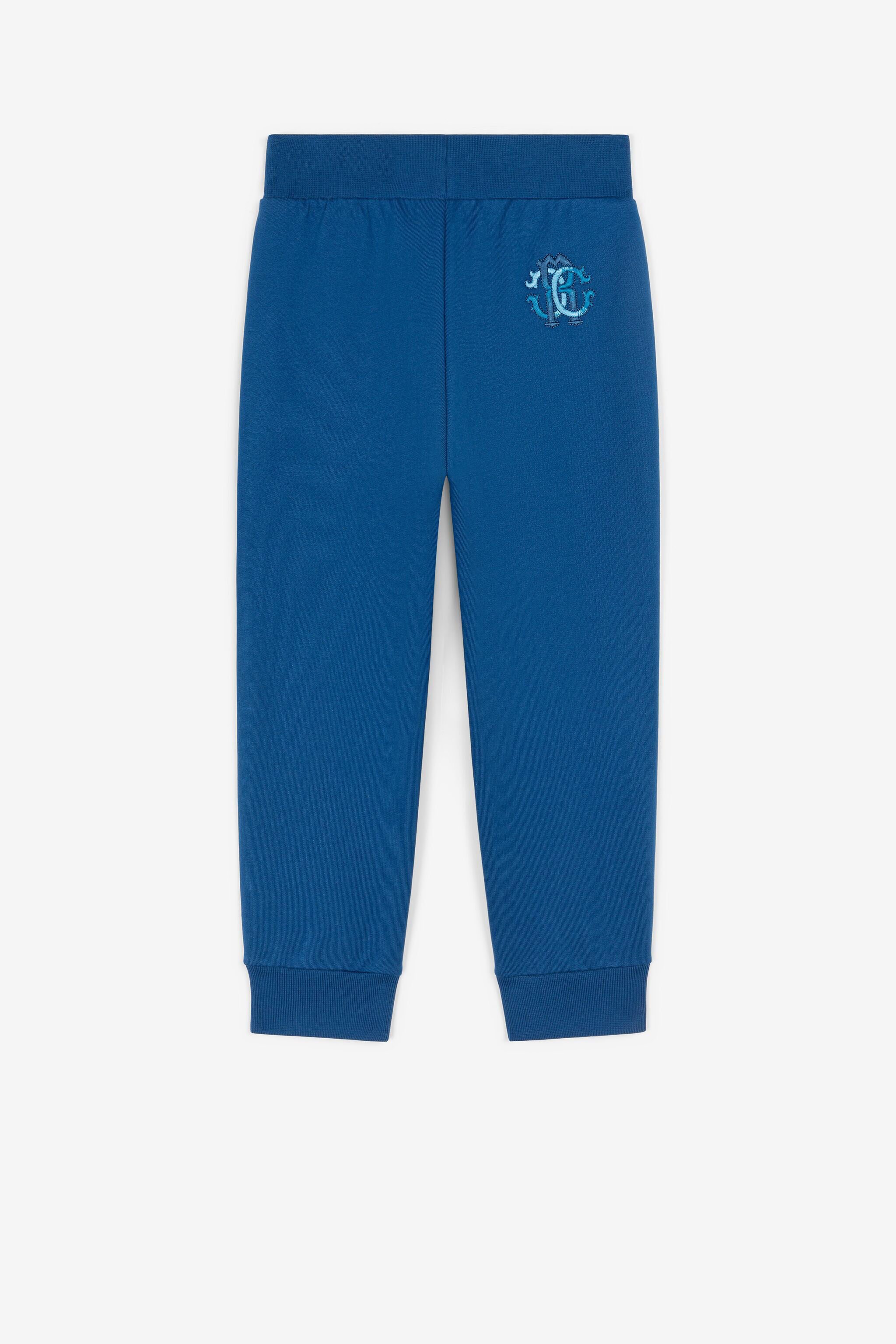 JU Logo-embroidered cotton trousers Blue RJT231-CF050