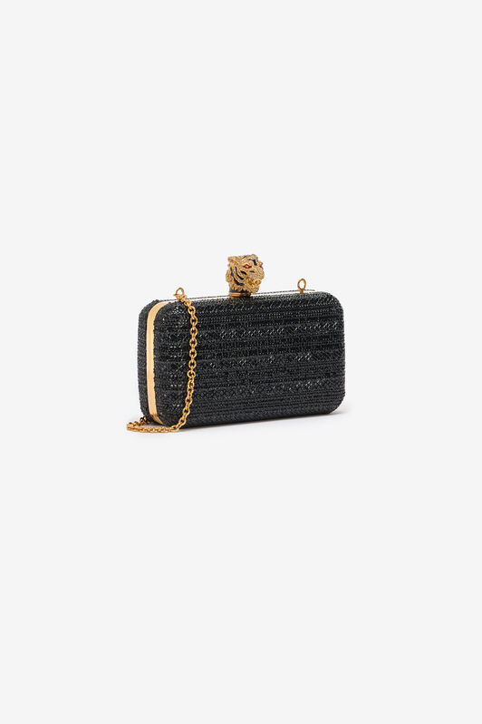 RC Clutch With Rhinestones And Tigers Black UKB014-PZE10