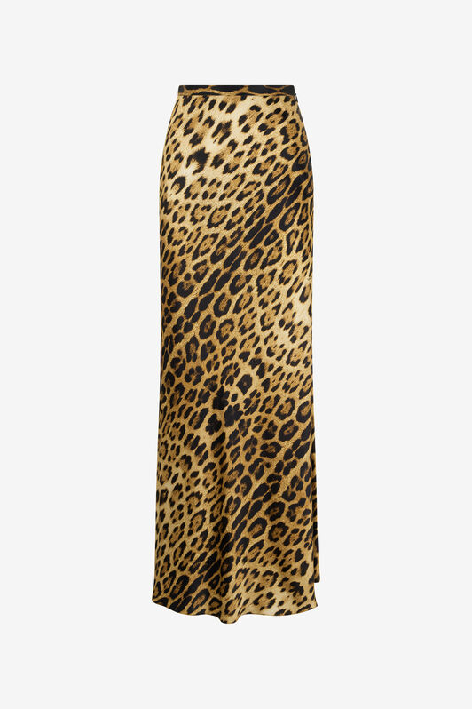 RC Silk Skirt with Jaguar Skin Print Brown VWT302-TYQ71