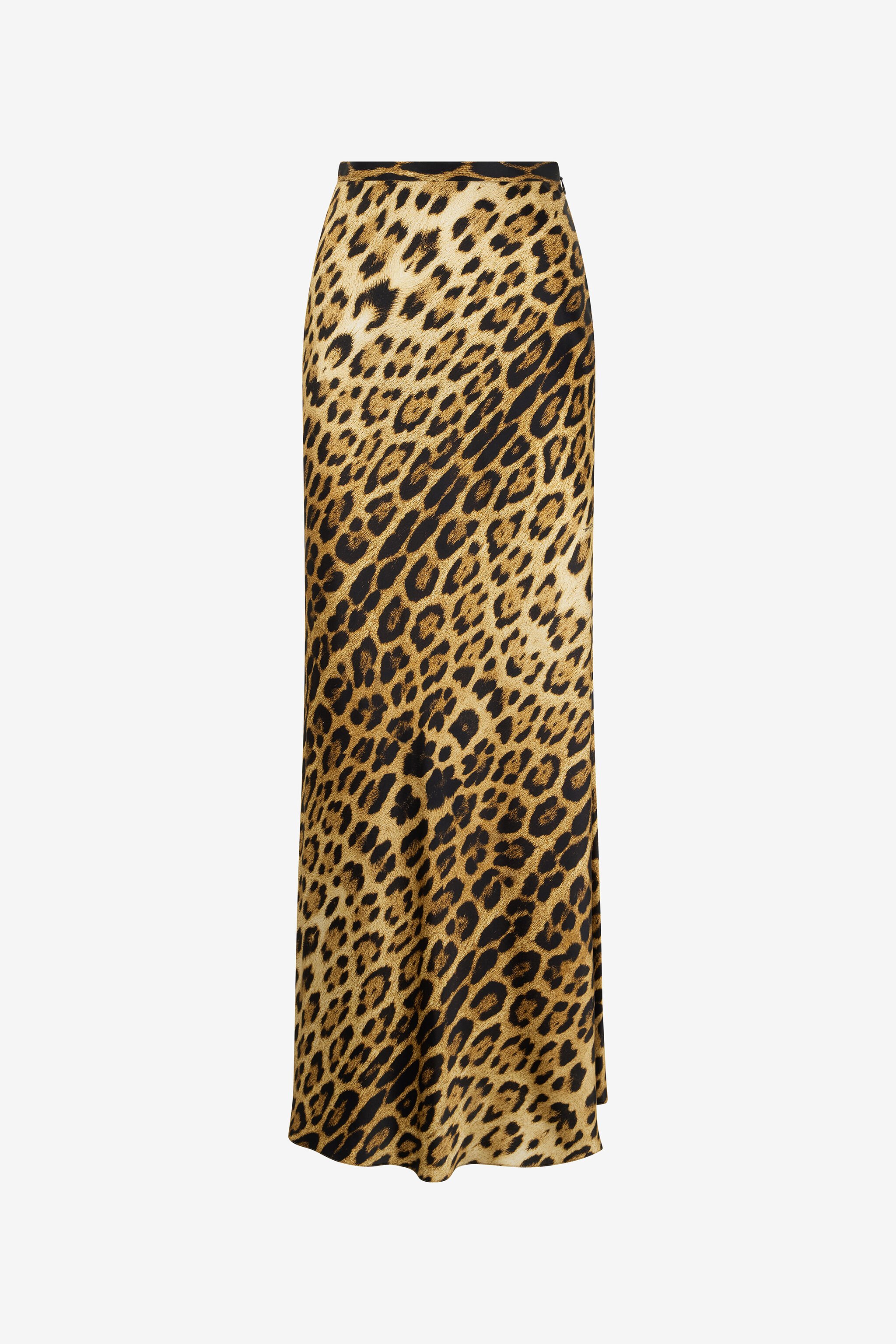 RC Silk Skirt with Jaguar Skin Print Brown VWT302-TYQ71