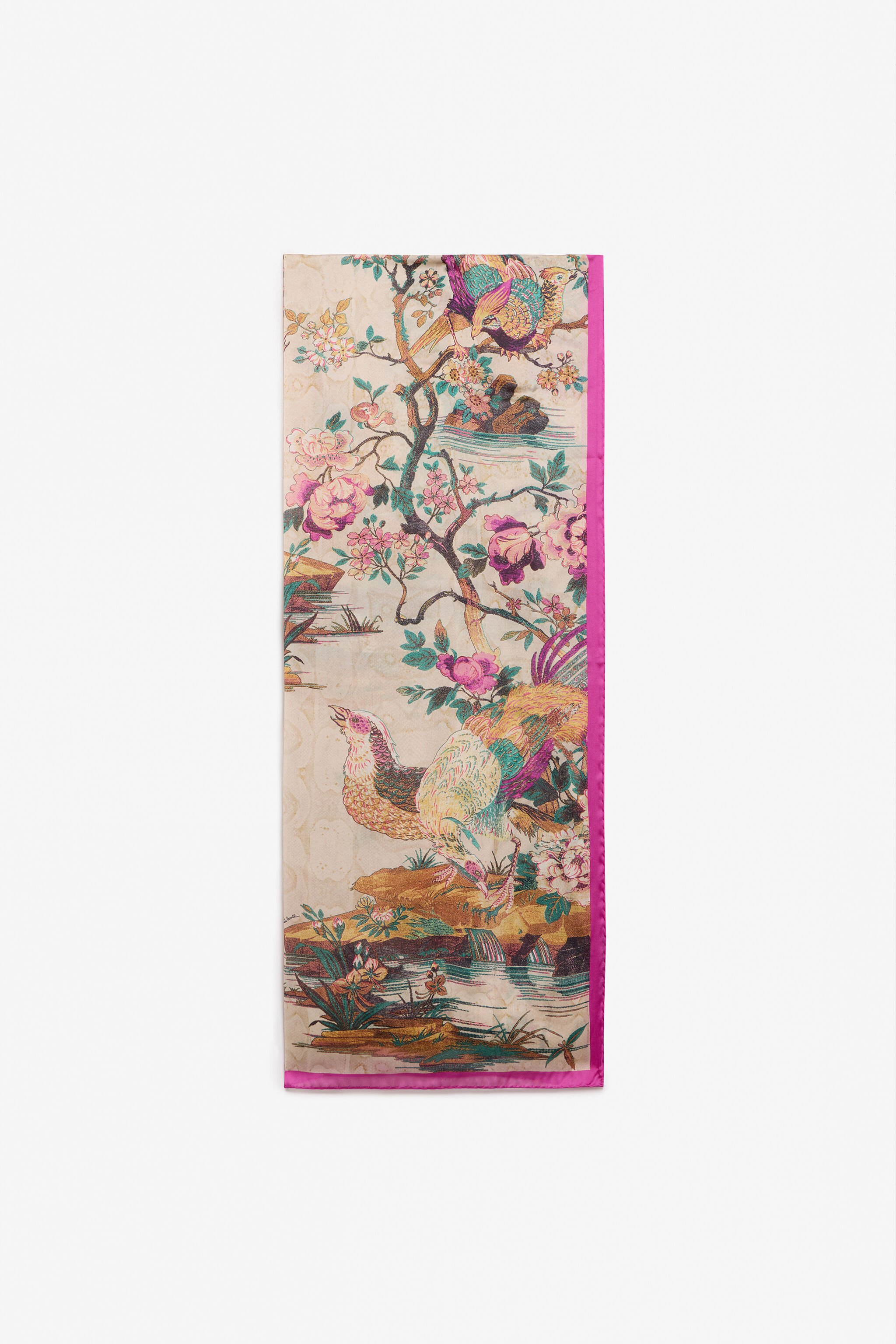 RC Oriental Bird Print Stole BEIGE/MULTICOLOR VKI004-CTP76