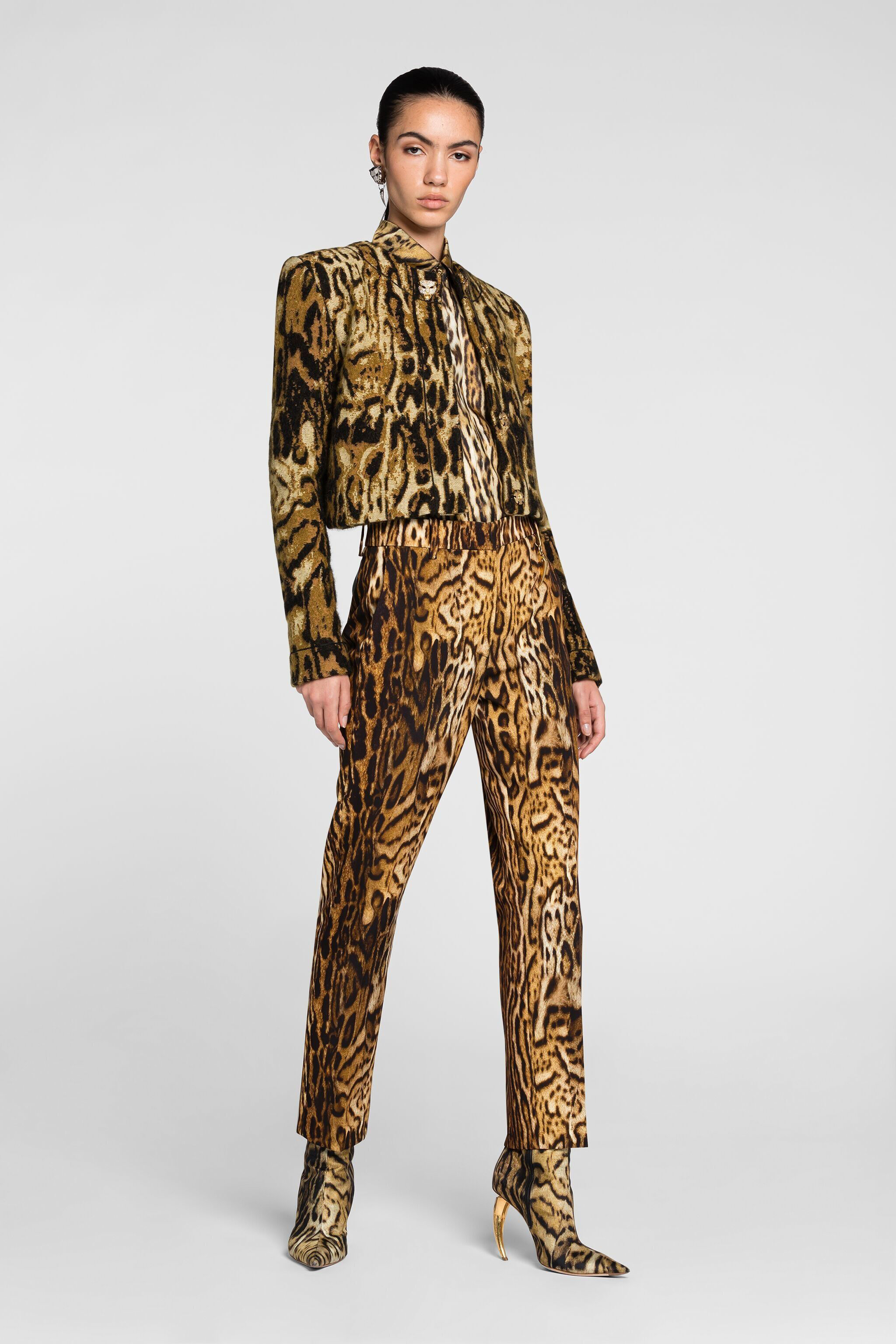 RC Ocelot-Print Straight-Leg Trousers Light brown PKT201-7OE37
