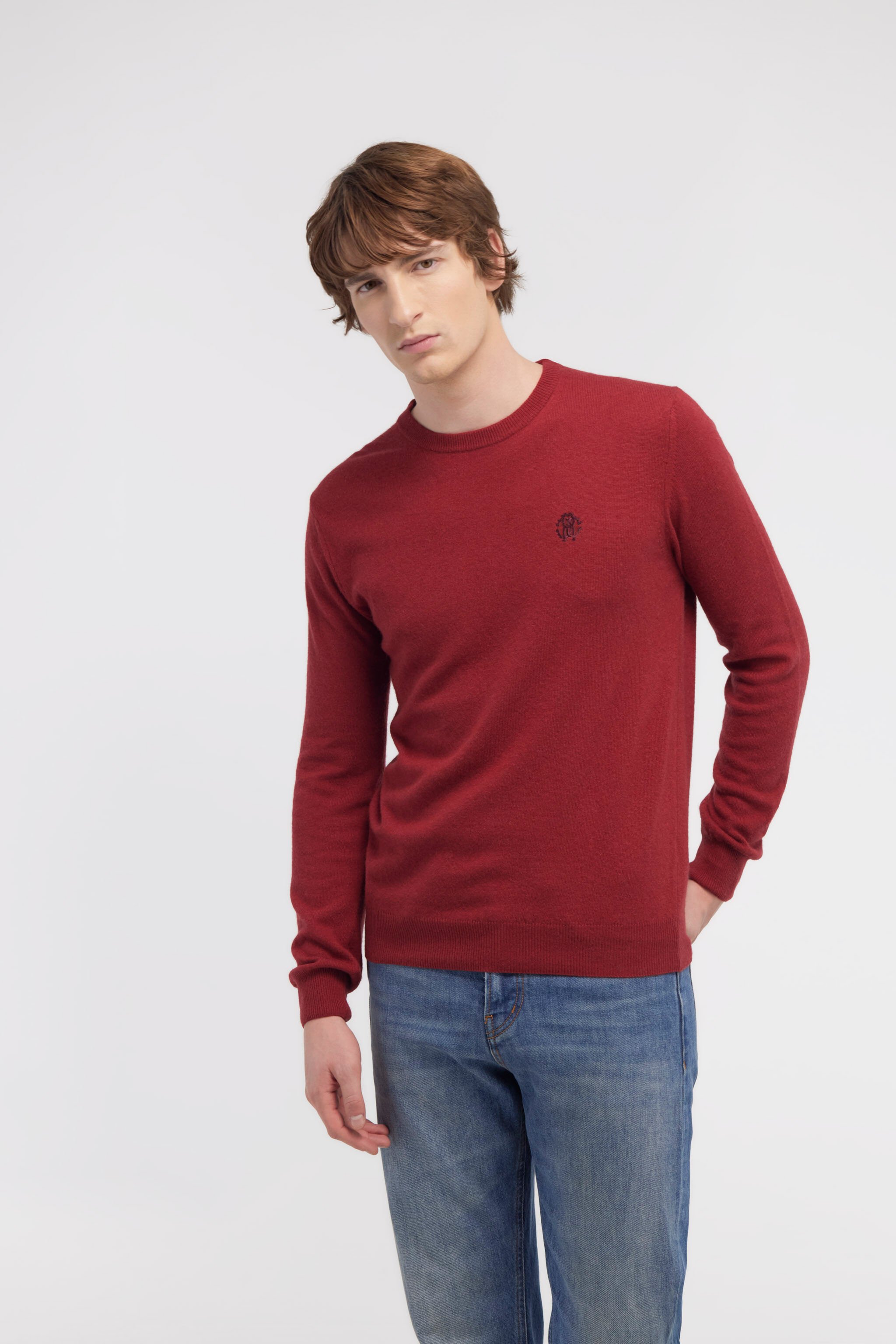 RC Wool sweater with Monogram Mirror Snake Dark red NOM01A-MI014