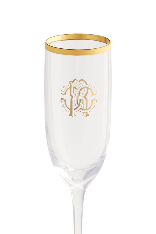 HO Monogram-print crystal flute-glass Gold 234714-CCR03