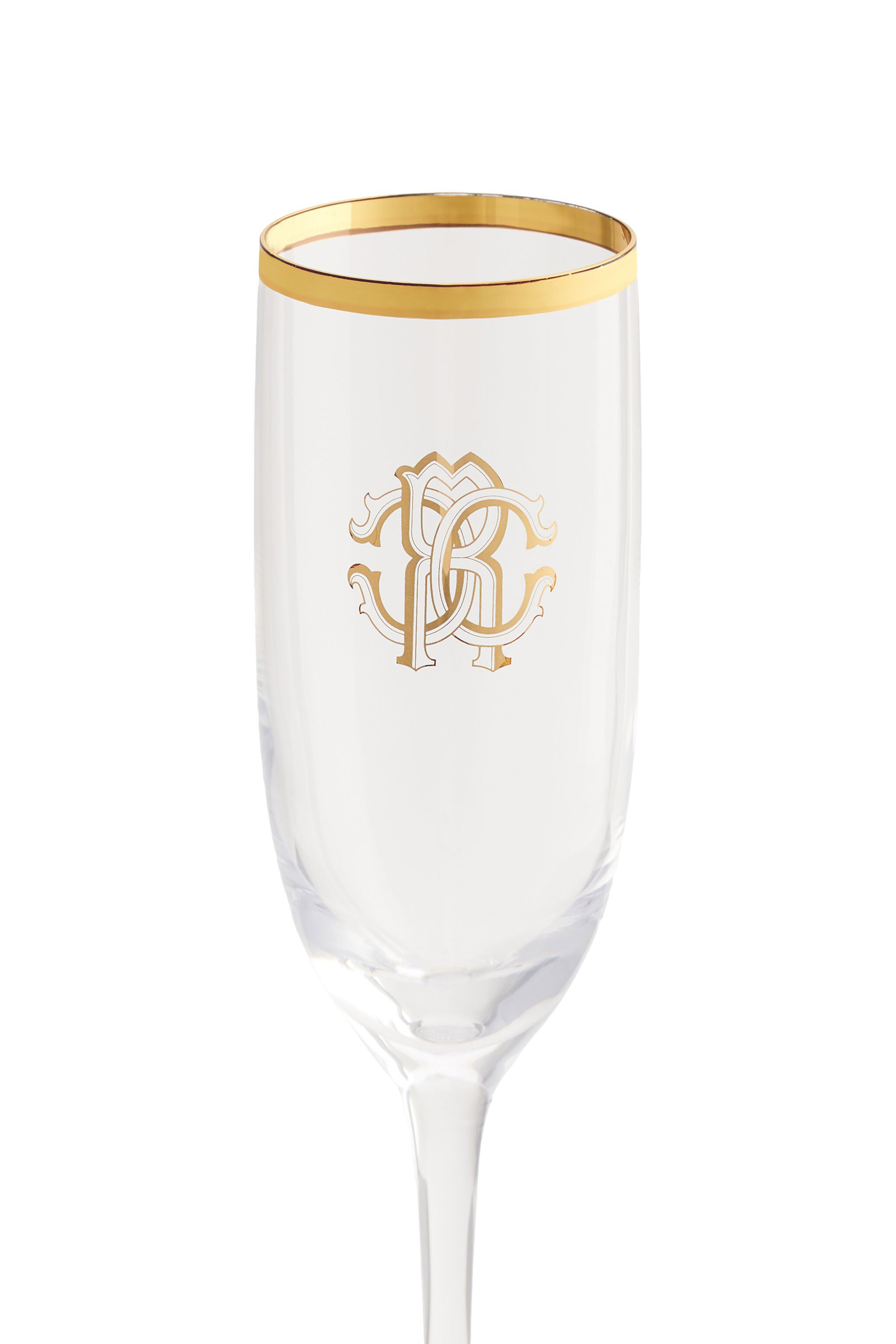 HO Monogram-print crystal flute-glass Gold 234714-CCR03