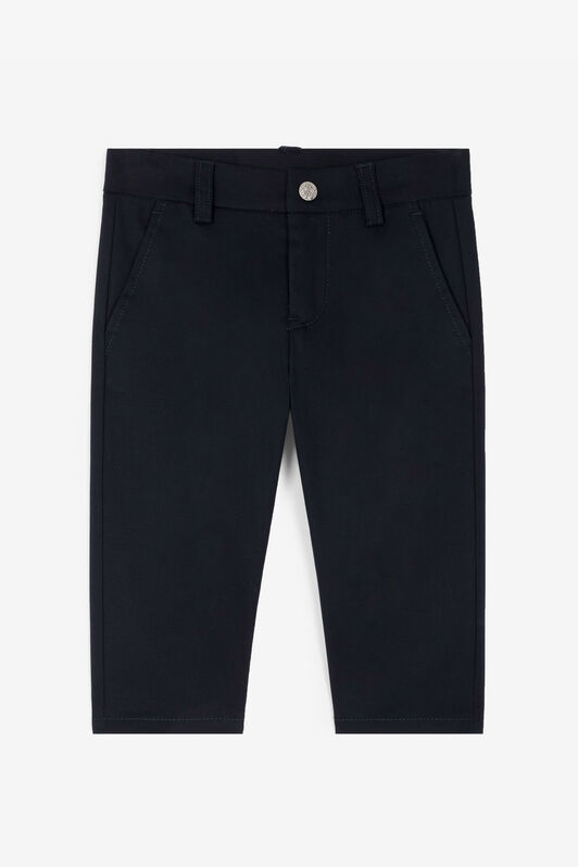 JU RC Monogram-Embroidered Cotton Trousers JU RC Monogram-Embroidered Cotton Trousers Dark blue RJT218-CE035