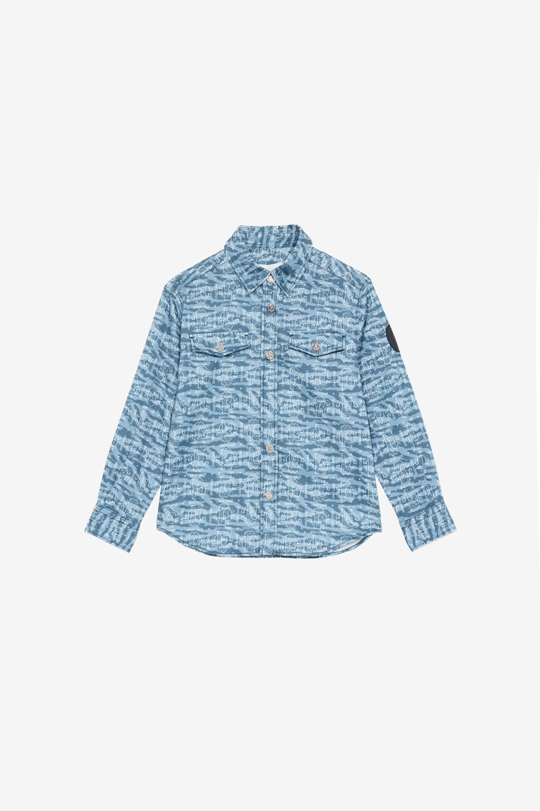 JU Camicia Con Stampa Tiger Skin E Patch Azzurro UJT70E-6SO44