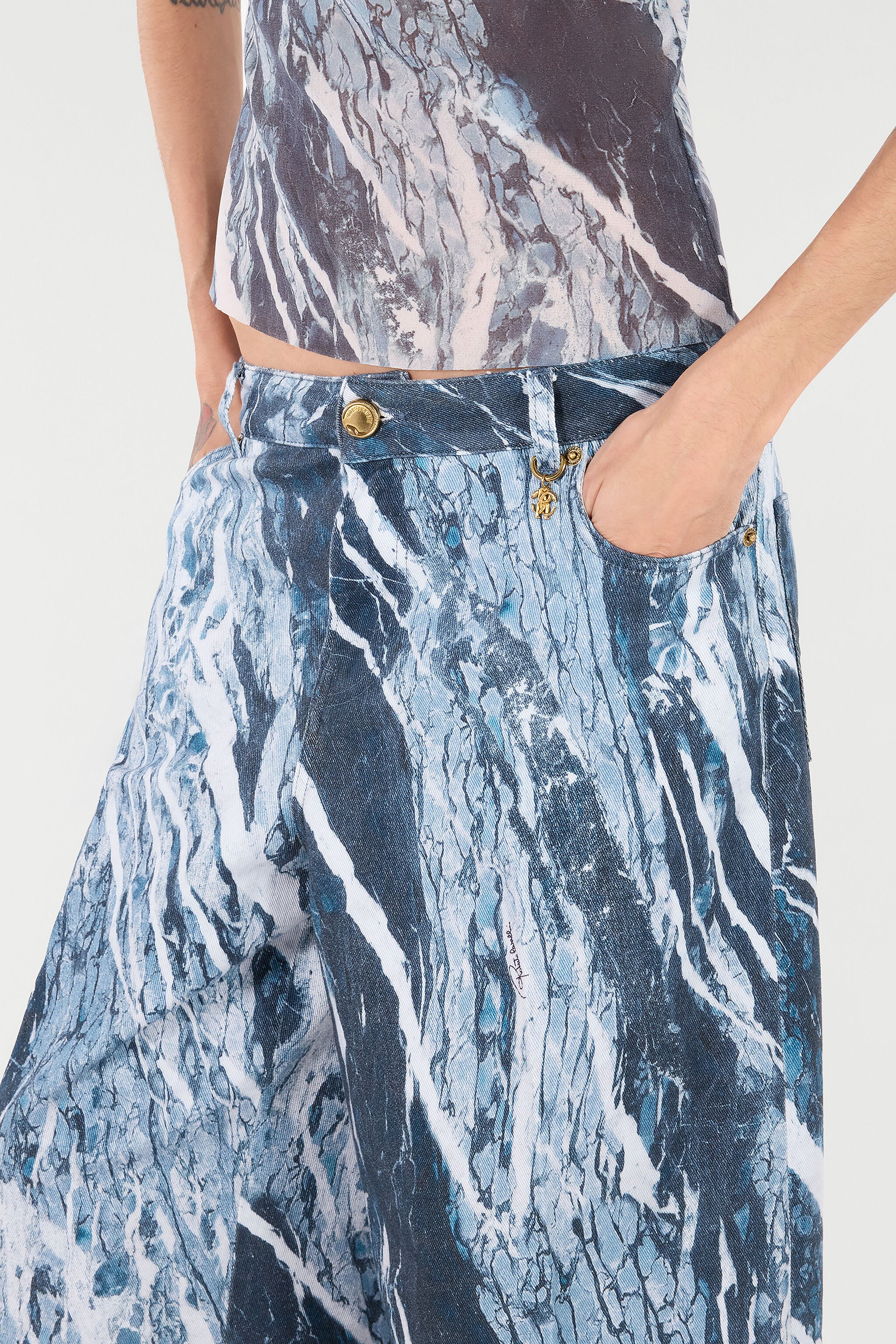 RC Marble Palazzo Pants Dark blue UKJ207-DAN22