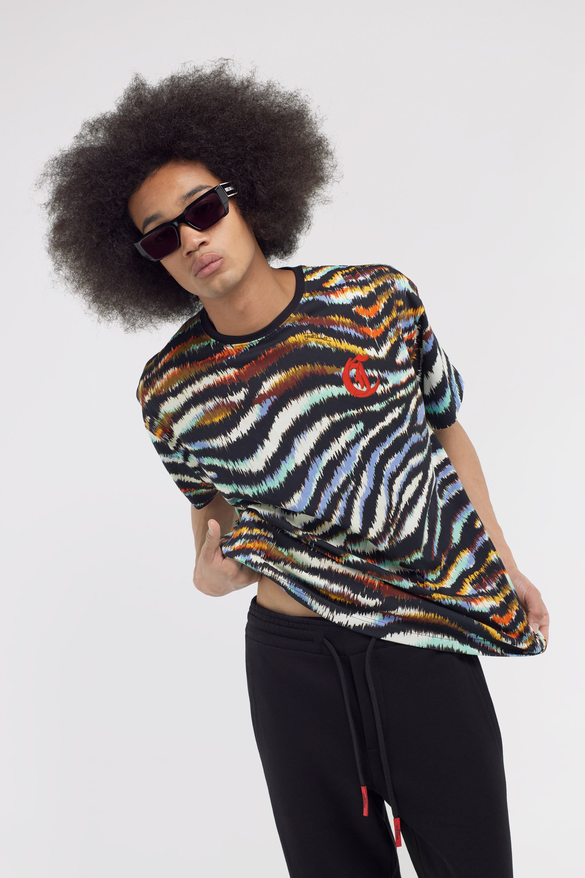 JC Just Cavalli T-shirt Hellblau/Schwarz SFT232-SF143