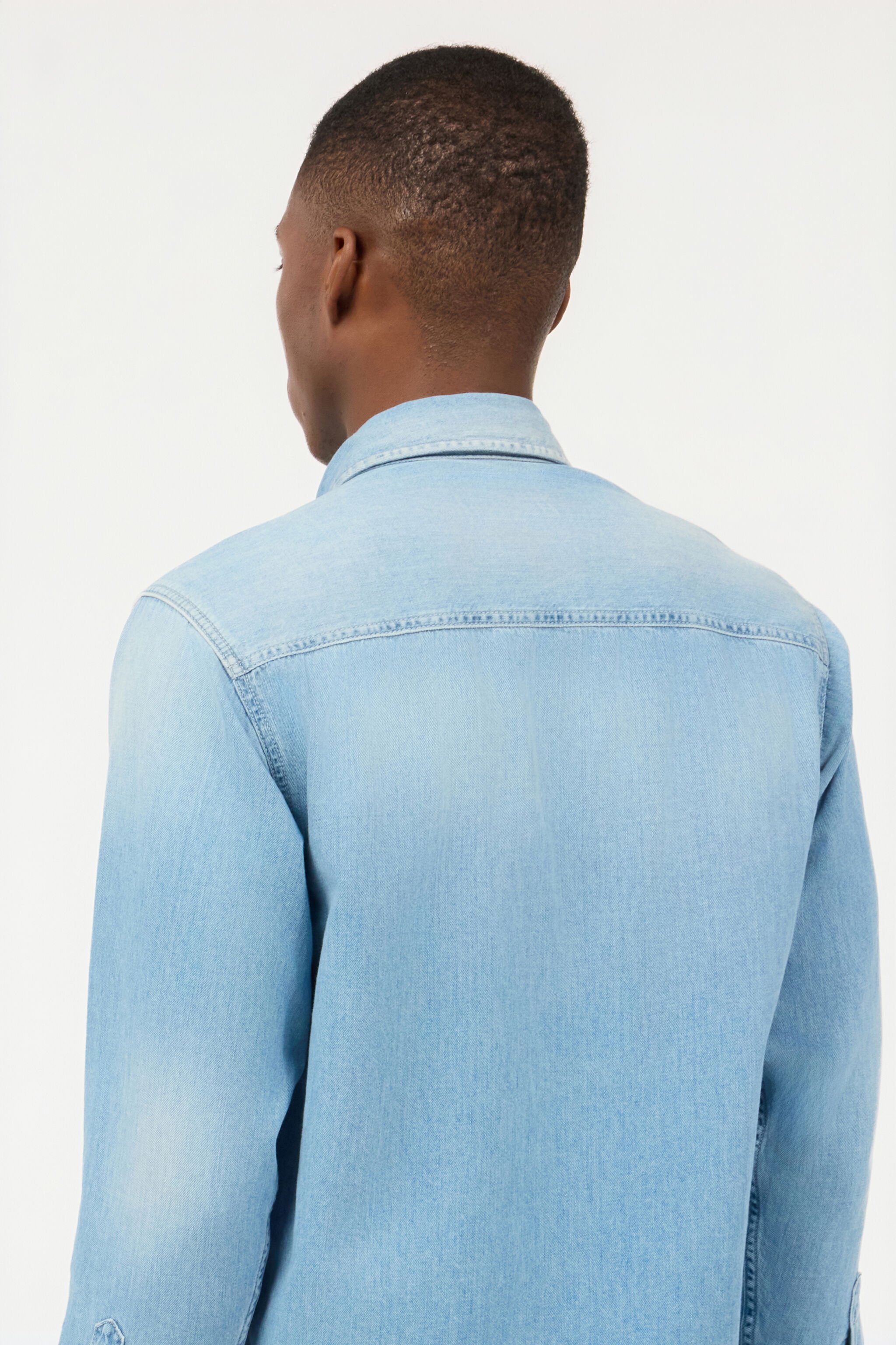 RC Denim Shirt With Mirror Snake Monogram Light blue URJ728-DL006