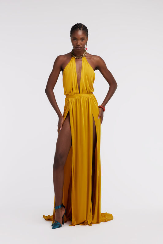 RC Long dress with jewel detail Gelb SKT141-JJ036