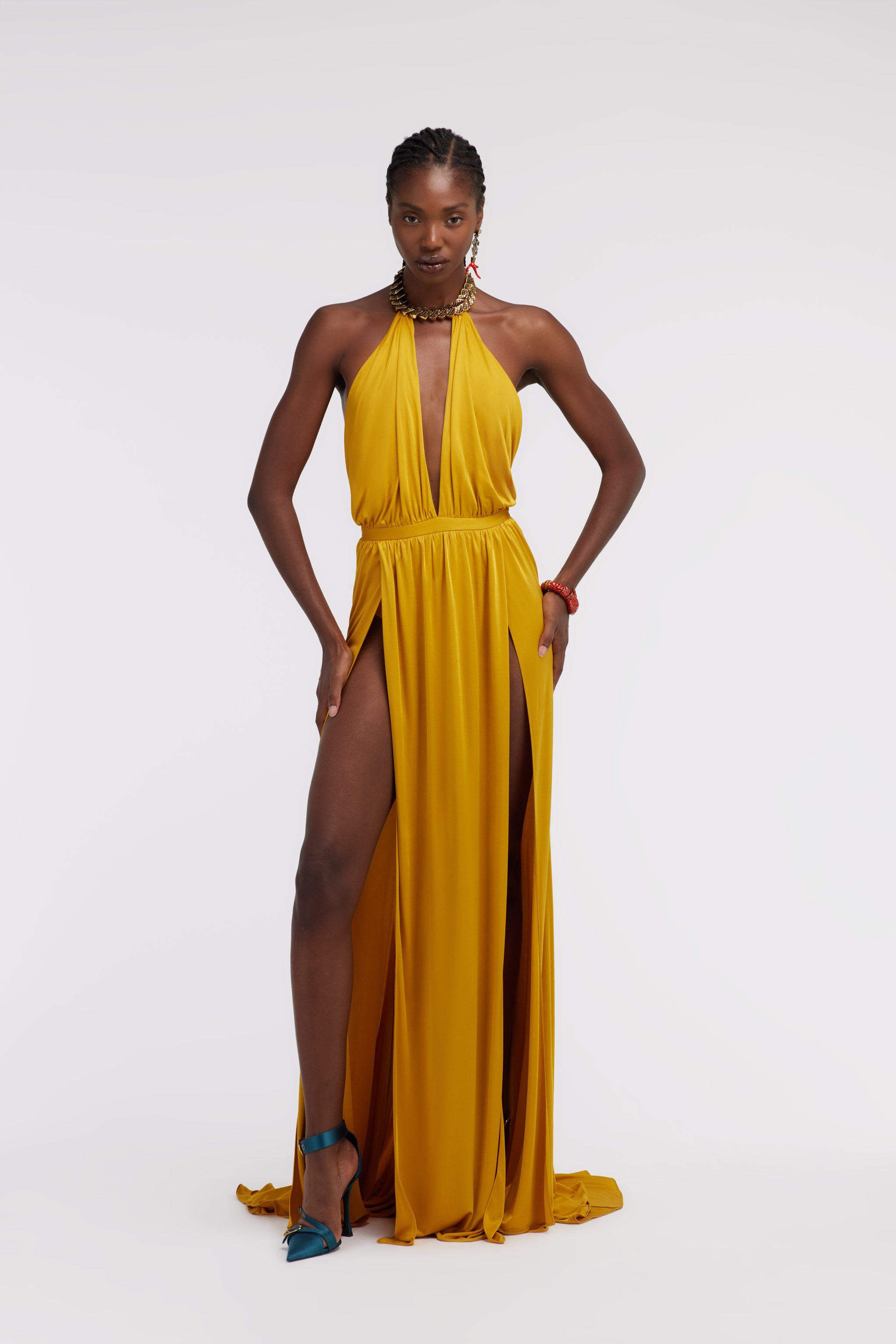 RC Long dress with jewel detail Gelb SKT141-JJ036