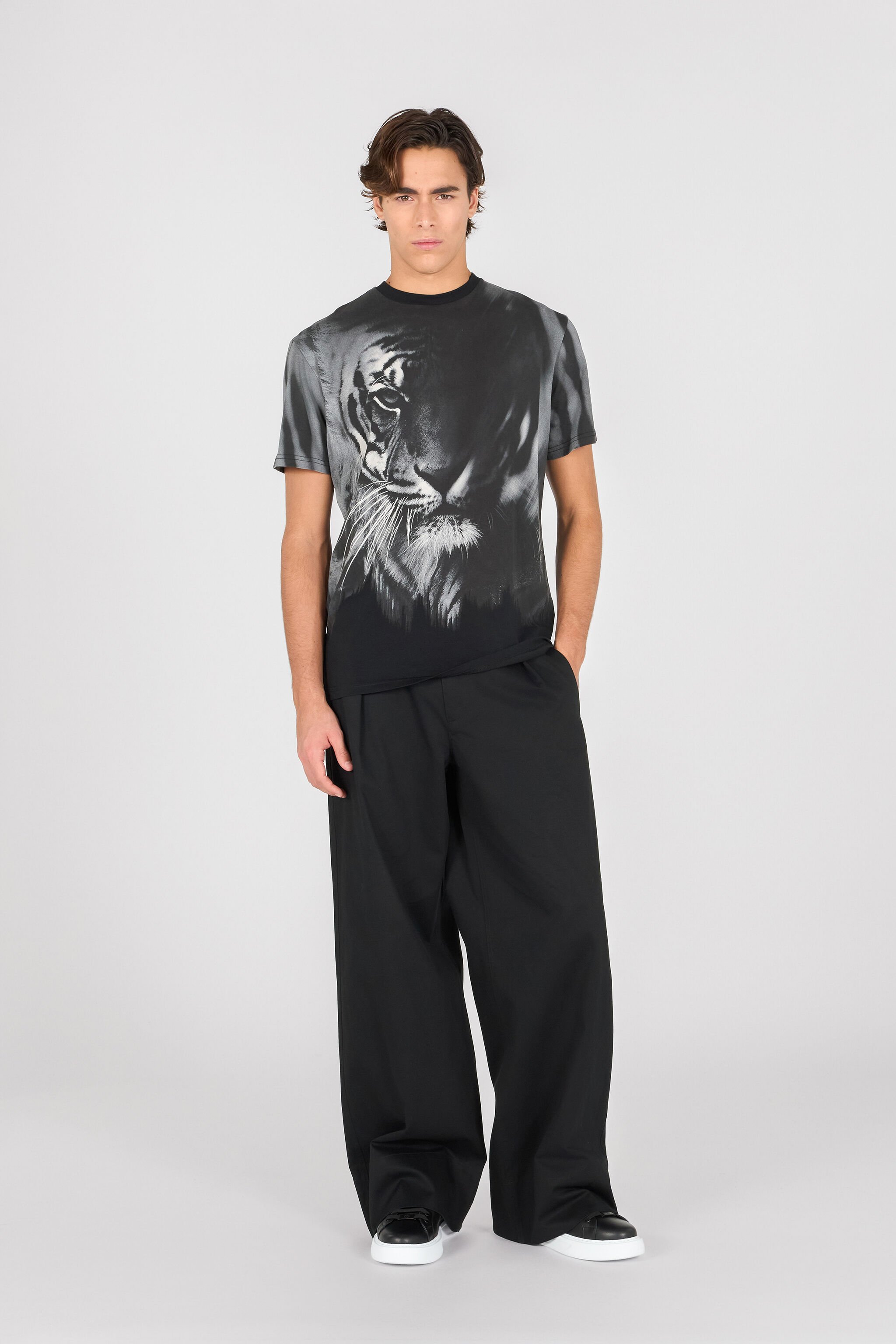 RC Tiger print T-shirt BLACK/WHITE OOT60H-JFO62