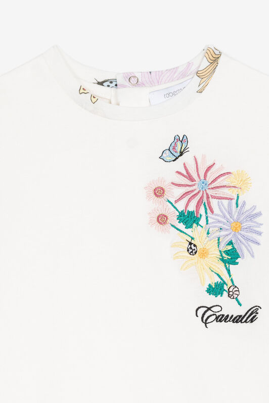 JU Floral-Embroidered Cotton T-Shirt JU Floral-Embroidered Cotton T-Shirt White RJT60H-JD001