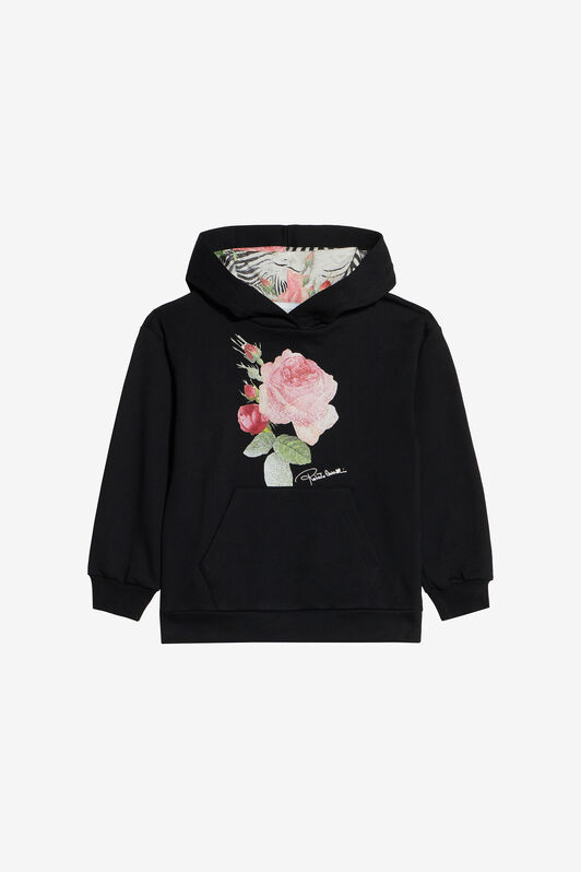 JU Sweat-Shirt En Coton Avec Roses BLACK UJT69B-CF050