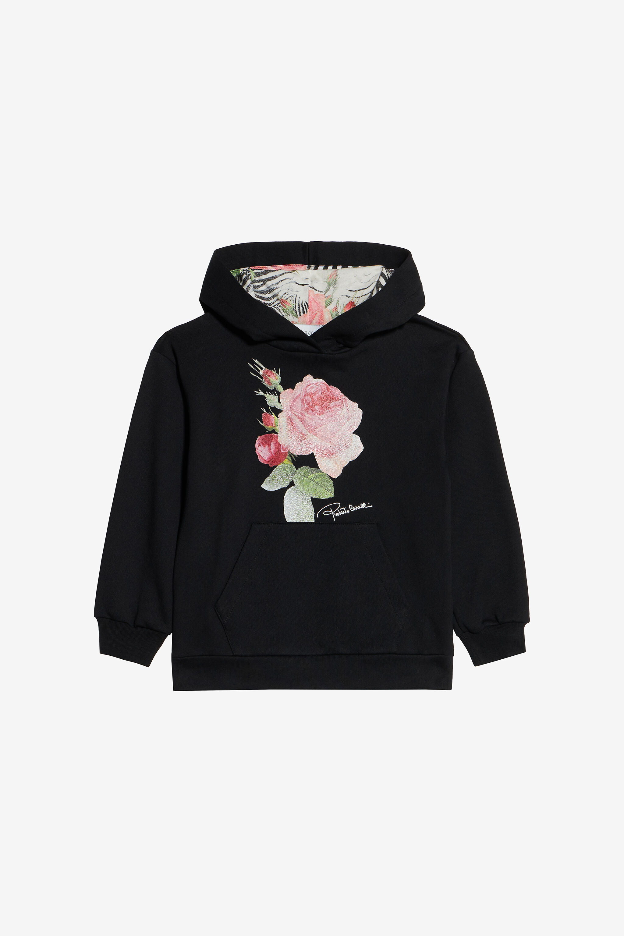 JU Sweat-Shirt En Coton Avec Roses BLACK UJT69B-CF050