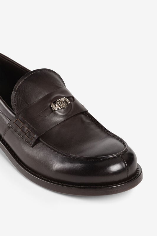 RC Logo-plaque leather loafers RC Logo-plaque leather loafers Dark brown RRS033-PZA84