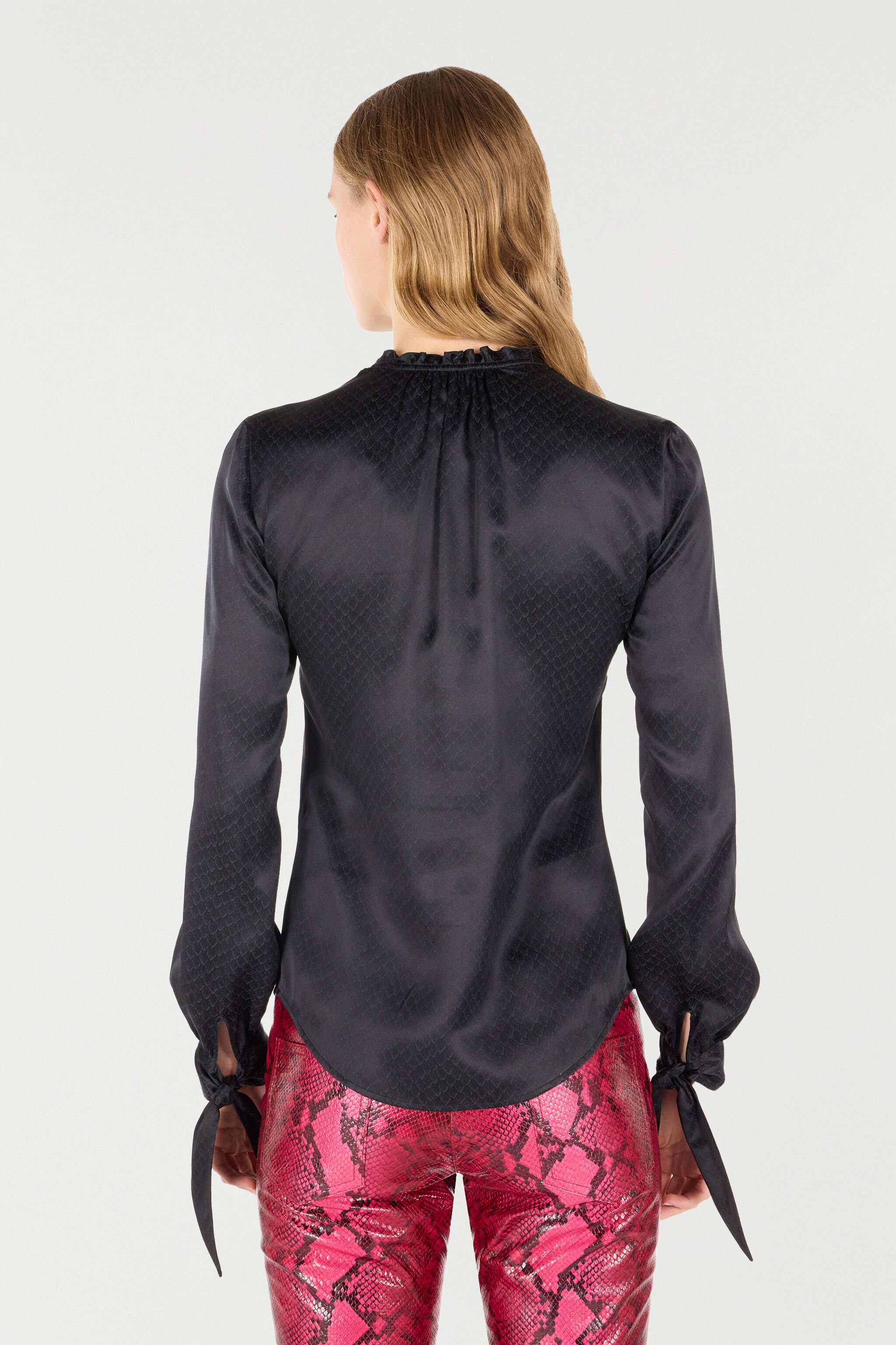 RC Camicia In Seta Effetto Serpente Nero UKT702-SZN57
