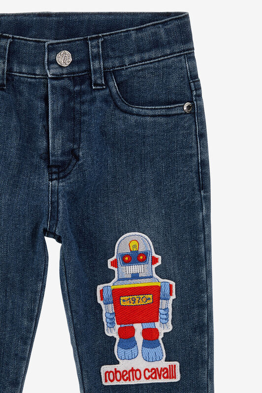 JU Jeans With Robot And Logo Medium Blue SJJ202-DS015