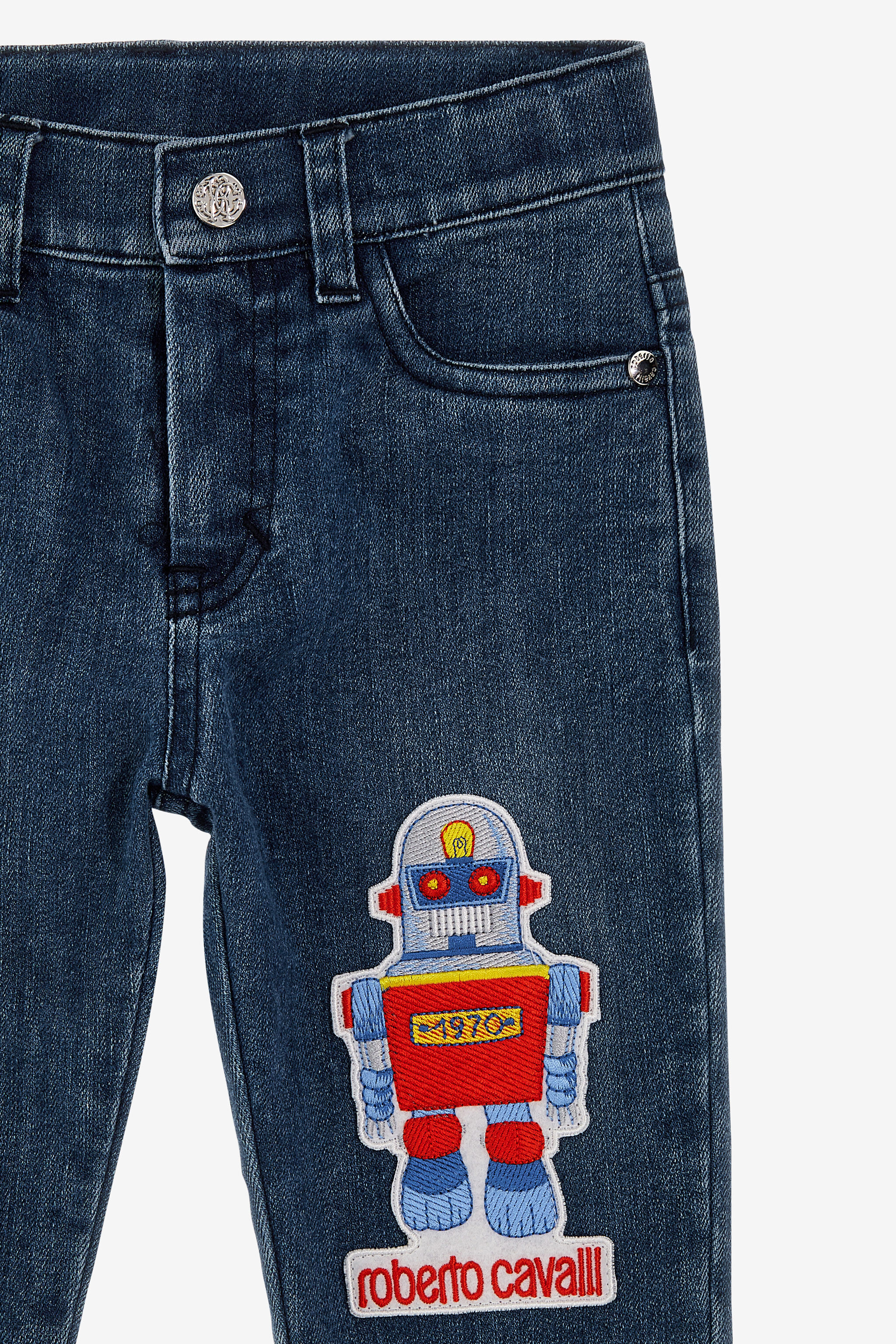 JU Jeans With Robot And Logo Medium Blue SJJ202-DS015