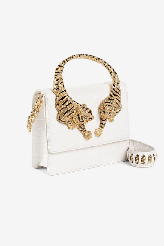 RC Crystal-Embellished Tiger Shoulder Bag RC Crystal-Embellished Tiger Shoulder Bag White OWB001-PZ055