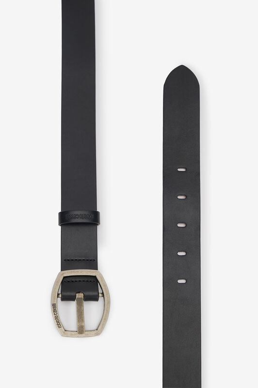 RC Belt with Geometric Logo Buckle Black VRC005-PZ796