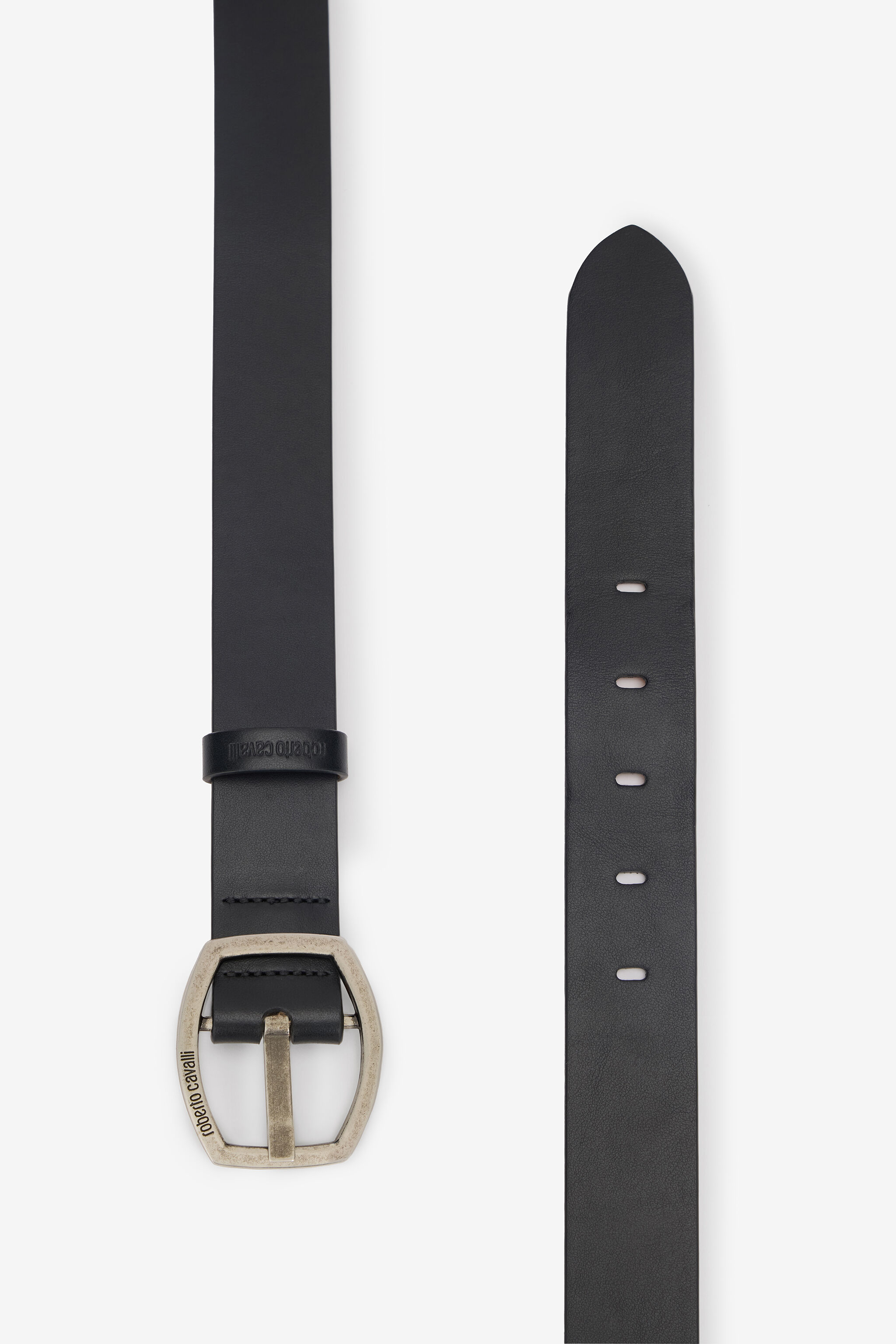 RC Belt with Geometric Logo Buckle Black VRC005-PZ796