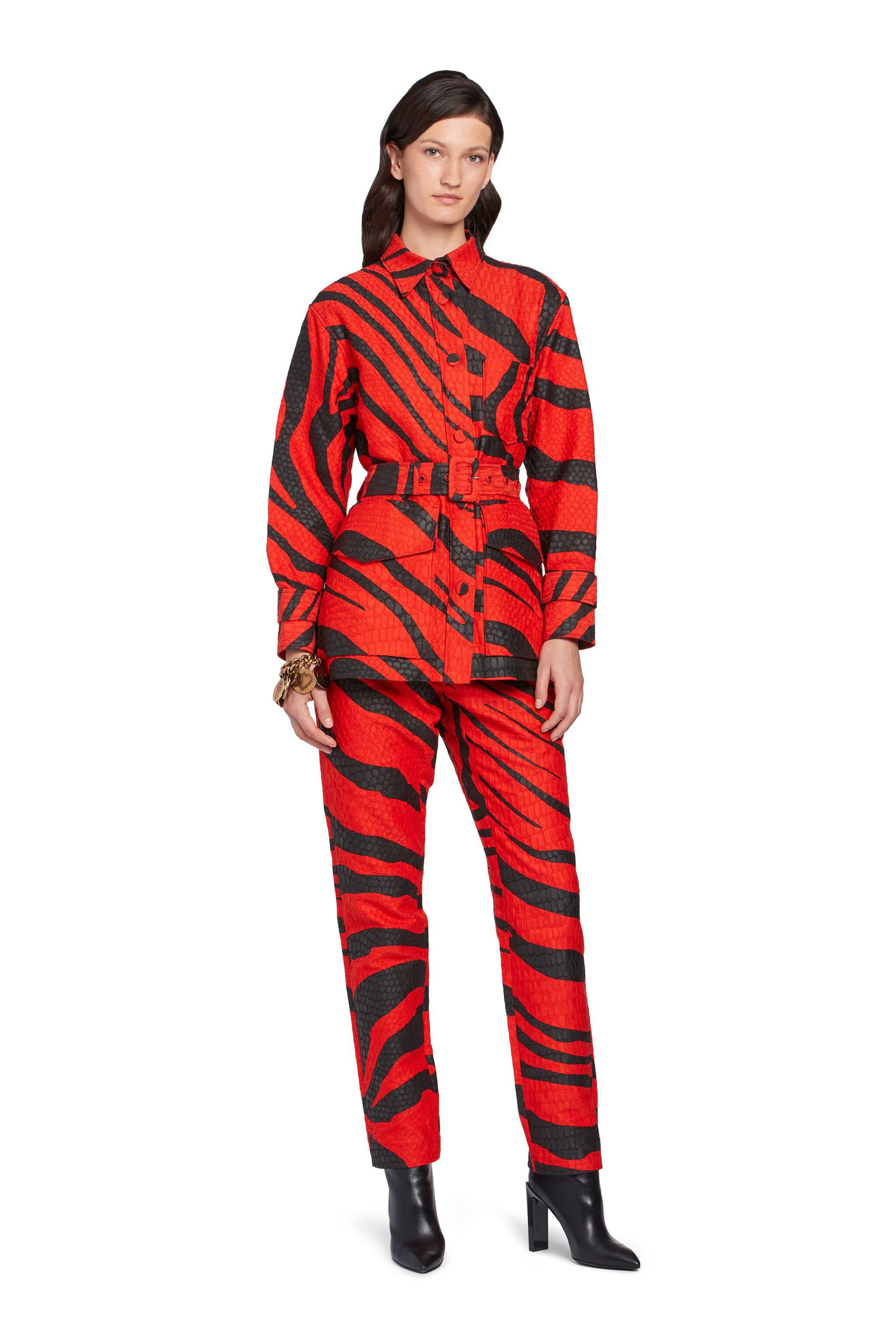 RC Giacca con stampa Macro Zebra e motivo Iguana Rosso HQT408-5FM69