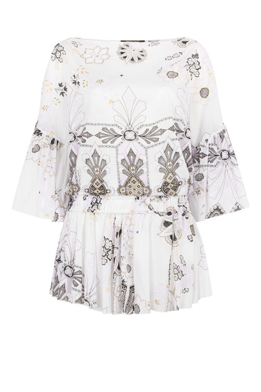 RC Abstract-Print Cotton Mini Dress LAVANDA 3TT107-WN021