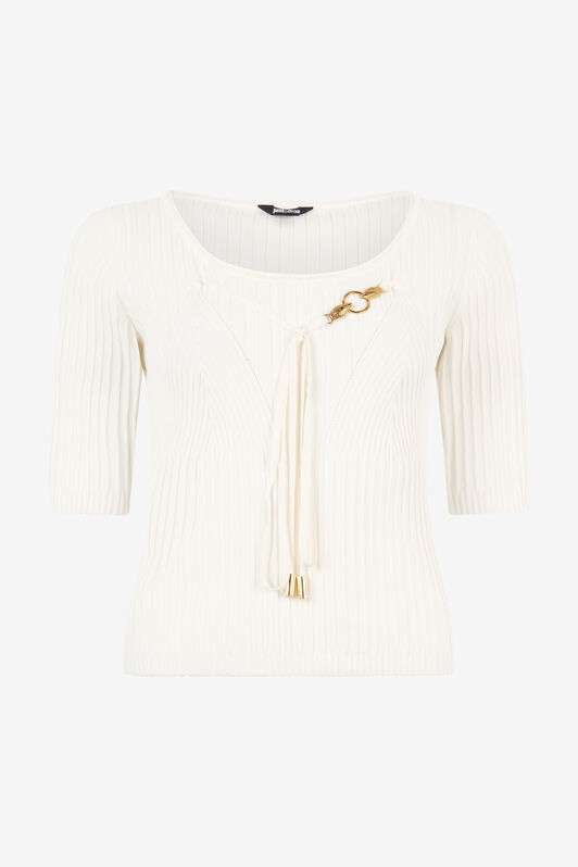 JC Three-Quarter-Sleeve Crop Top White UFM017-UF162