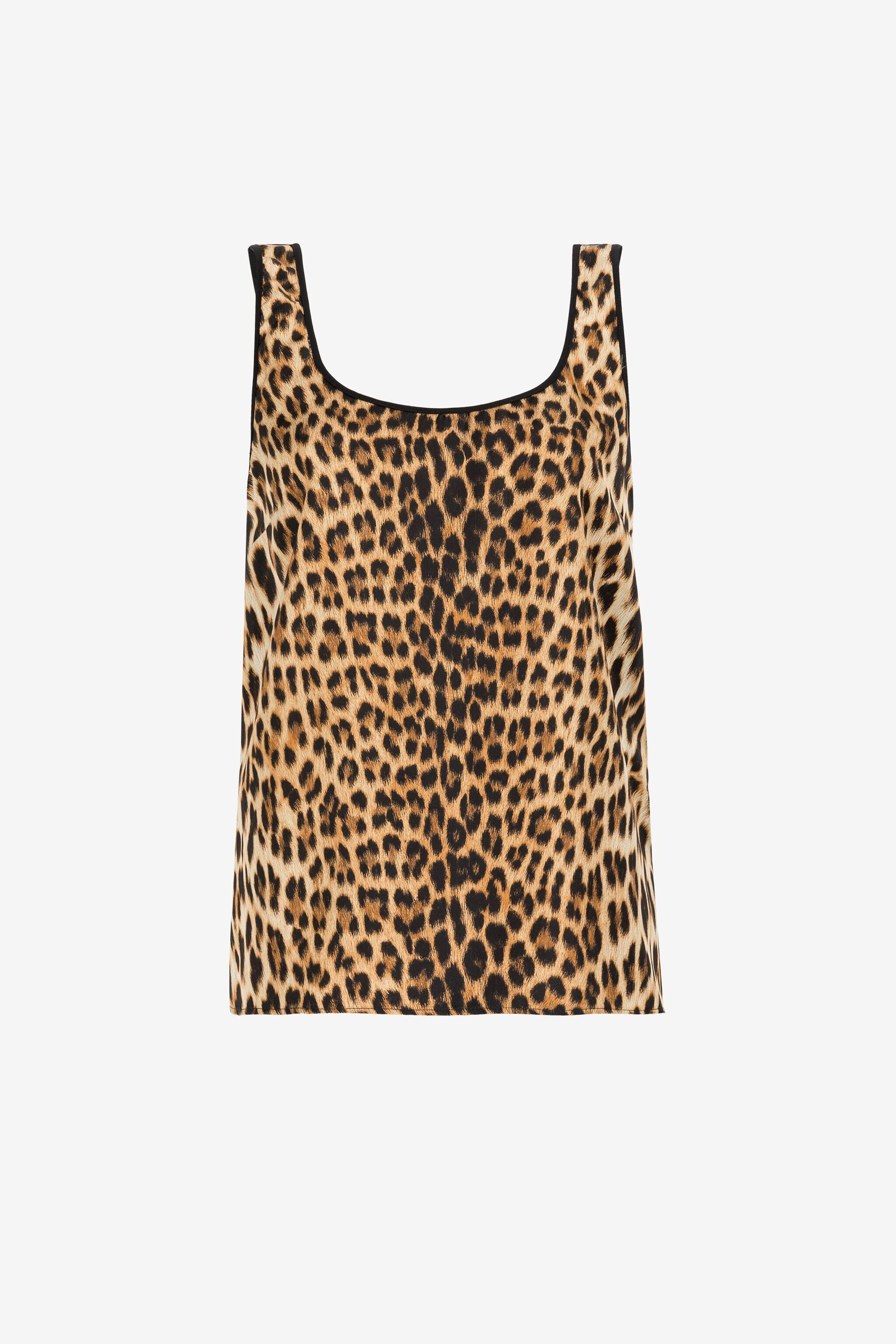 RC Jaguar-Print Silk Top Light brown OQT602-4QD02