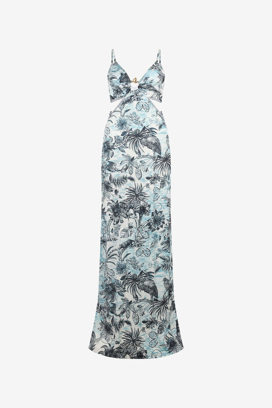 JC Long Jungle-Print Dress Light blue UFT185-UF251