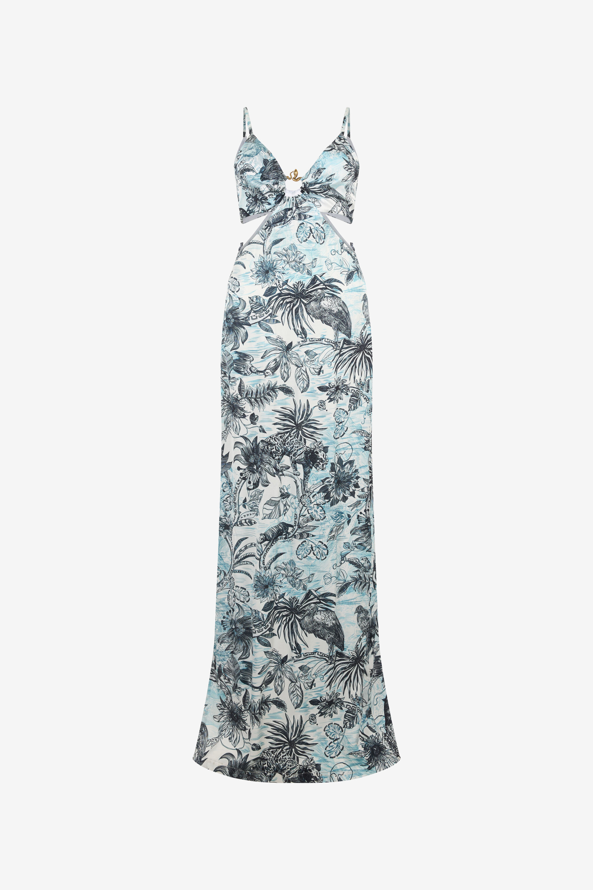 JC Long Jungle-Print Dress Light blue UFT185-UF251