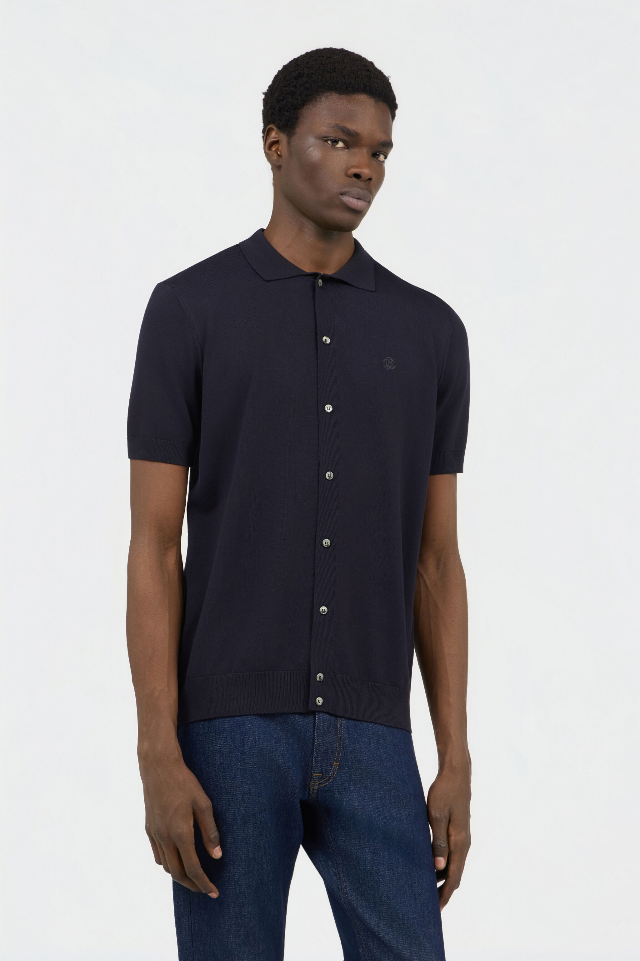 RC Polo Blu in Maglia con Monogram RC BLU NAVY SOT71D-VI044