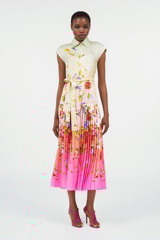 RC Abito Lungo in Seta con Stampa Miami Flowers RC Abito Lungo in Seta con Stampa Miami Flowers GREEN/FUCHSIA WQT103-OZR32