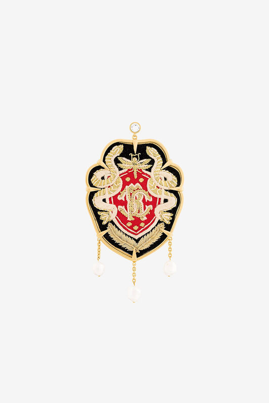 RC RC Monogram Crest Earring ORO/NERO/CRY PKG002-AM053